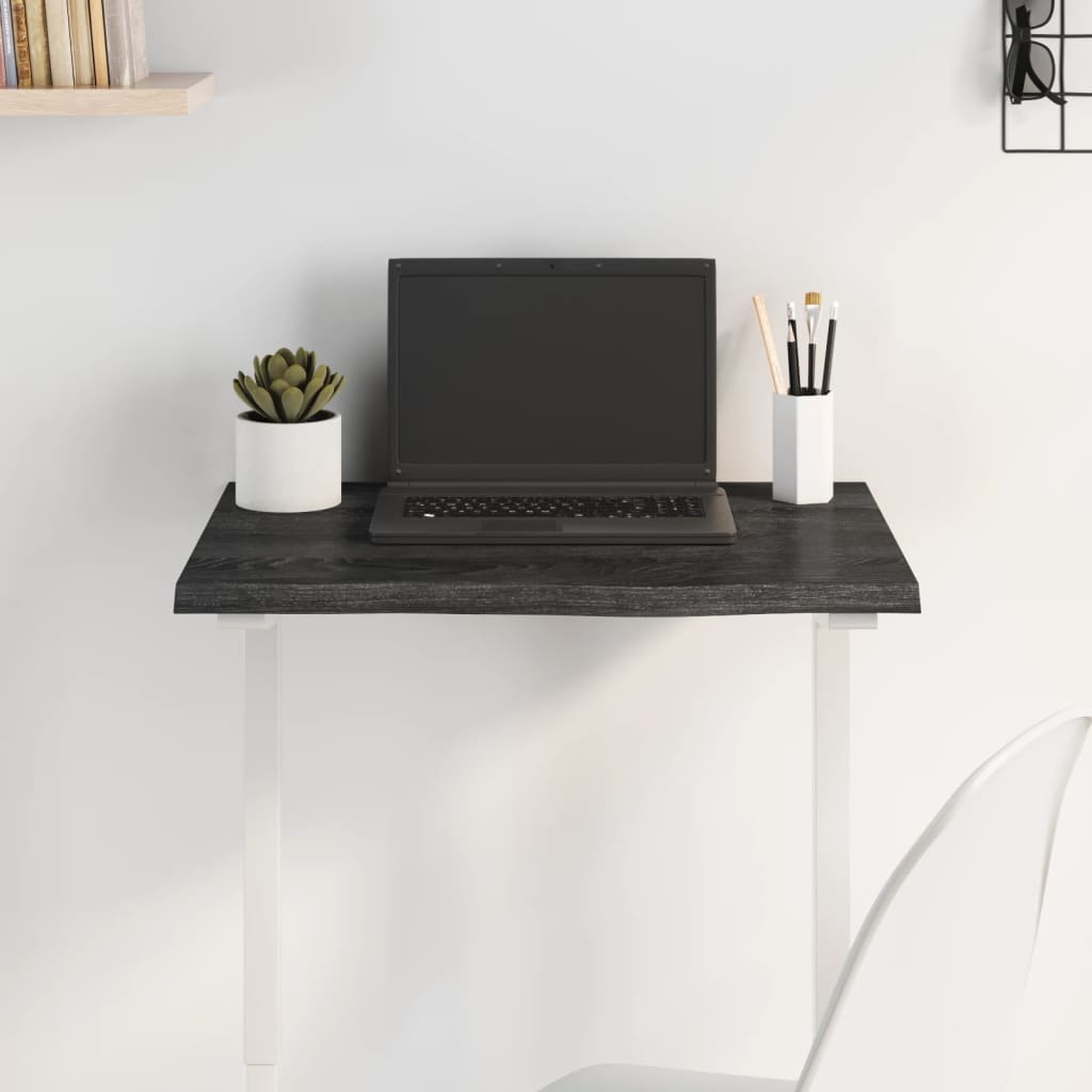Table Top Dark Grey 60x50x2 cm Treated Solid Wood Oak - Decor Base