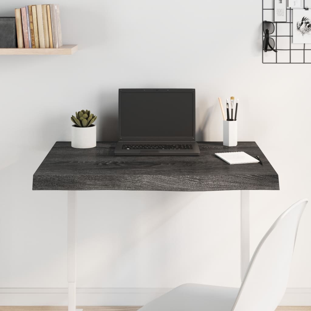 Table Top Dark Brown 80x60x(2-6) cm Treated Solid Wood Oak - Merkel Designers