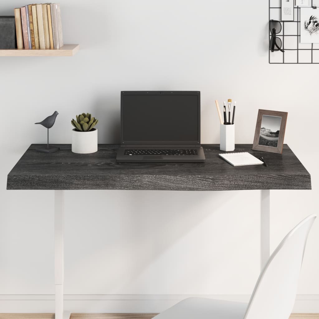 Table Top Dark Brown 100x50x(2-6) cm Treated Solid Wood Oak - Merlin Deals