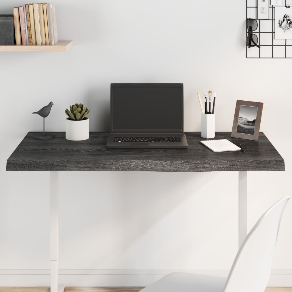 Table Top Dark Brown 100x60x(2-4) cm Treated Solid Wood Oak - Merkel Designers