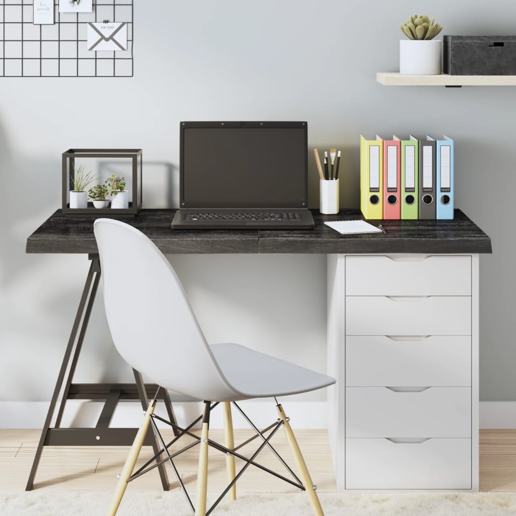 Table Top Dark Grey 120x50x4 cm Treated Solid Wood Oak - Sid & Sam