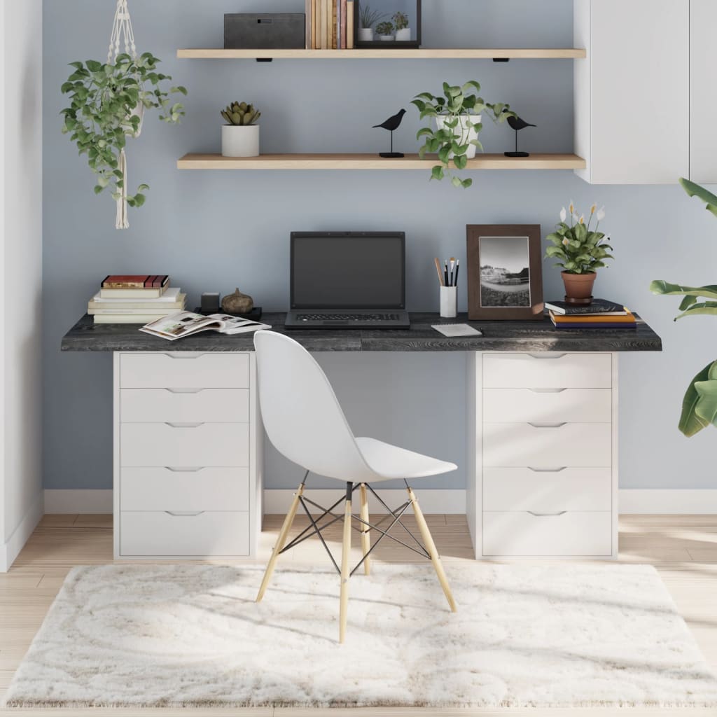 Table Top Dark Grey 180x60x4 cm Treated Solid Wood Oak - All Things Good