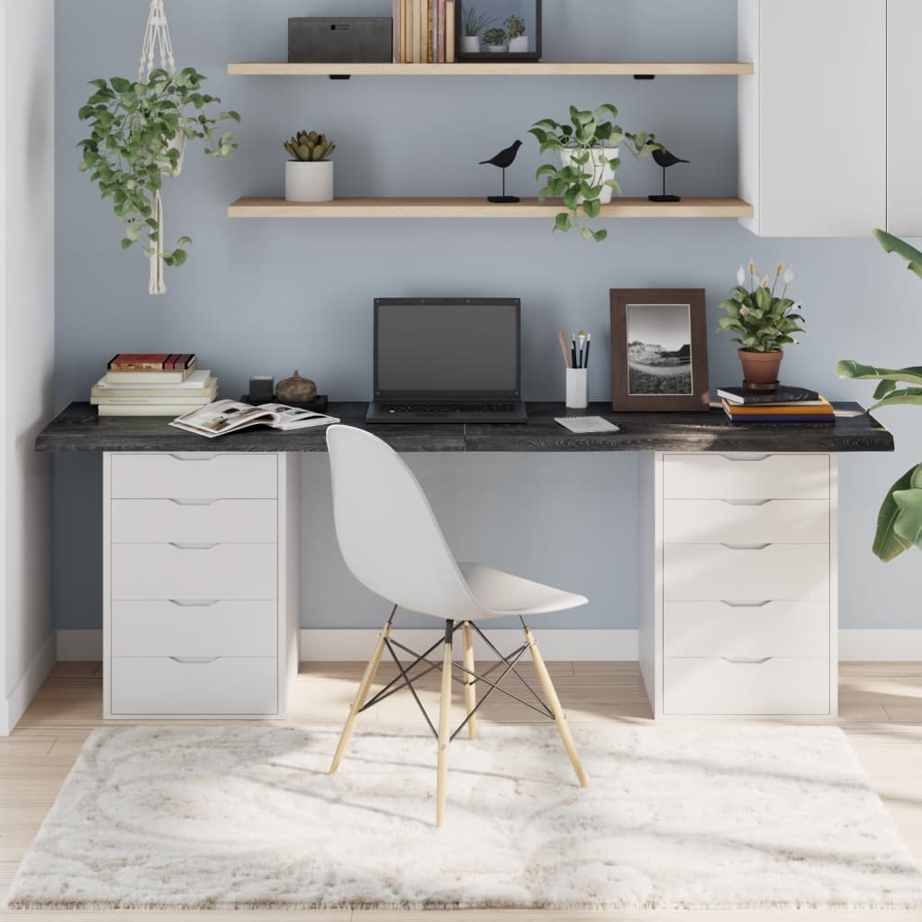 Table Top Dark Grey 200x60x4 cm Treated Solid Wood Oak - Style and Chic
