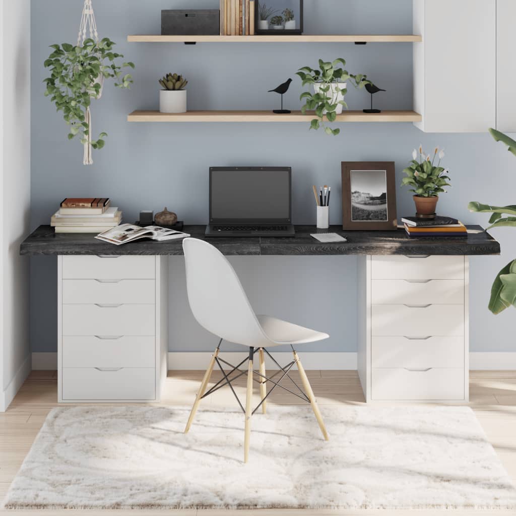 Table Top Dark Grey 200x60x6 cm Treated Solid Wood Oak - All Things Good