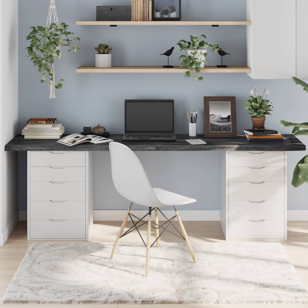 Table Top Dark Grey 220x60x4 cm Treated Solid Wood Oak - All Things Good