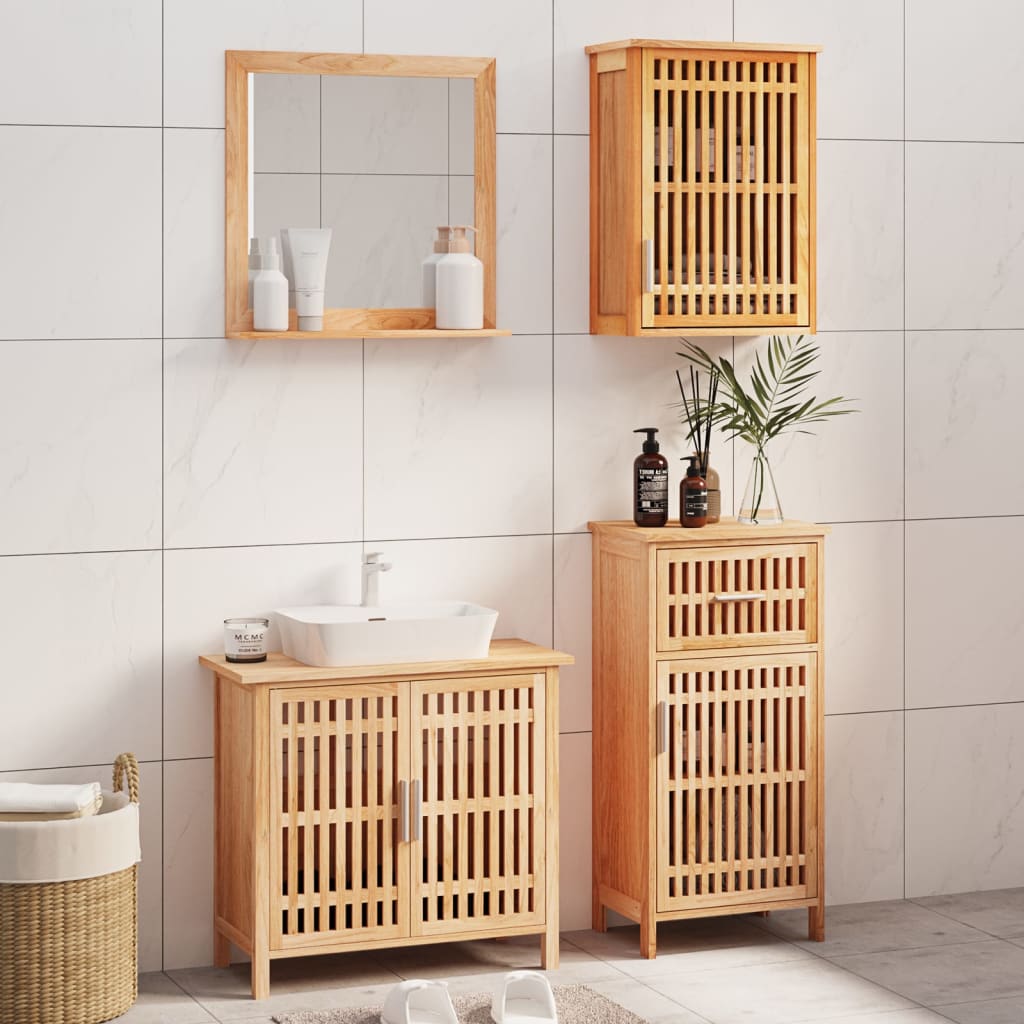 4 Piece Bathroom Furniture Set Solid Wood Walnut - Brittle & Co