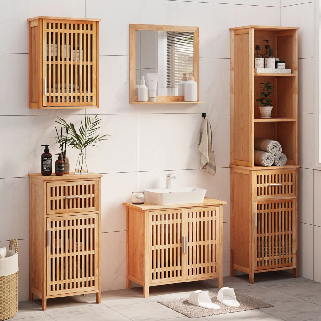5 Piece Bathroom Furniture Set Solid Wood Walnut - Charlotte Dunes