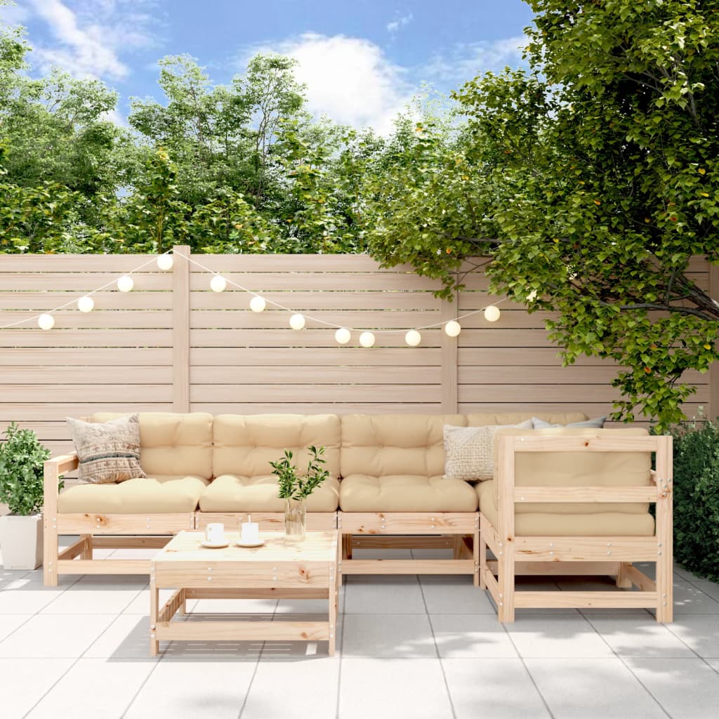 6 Piece Garden Lounge Set Solid Wood Pine - Casper Homes