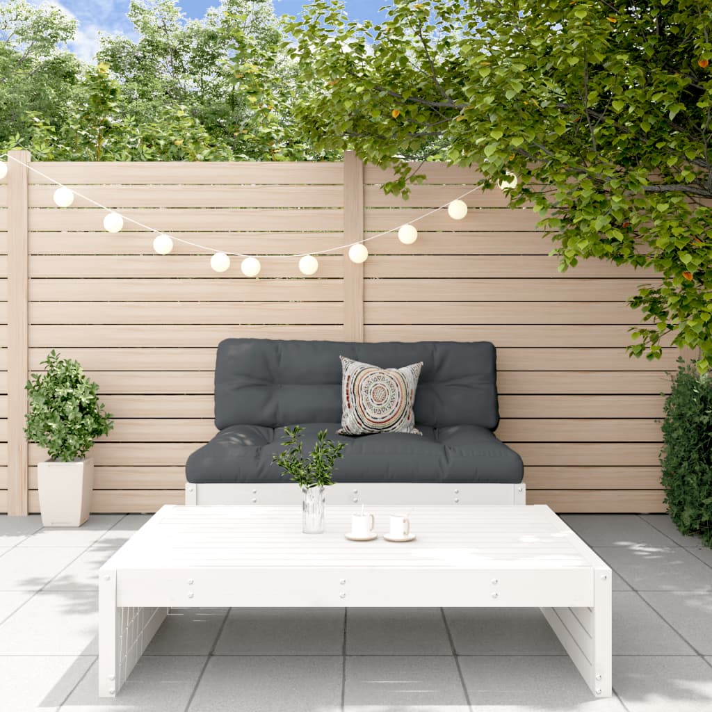 2 Piece Garden Lounge Set White Solid Wood Pine - Merlin Deals