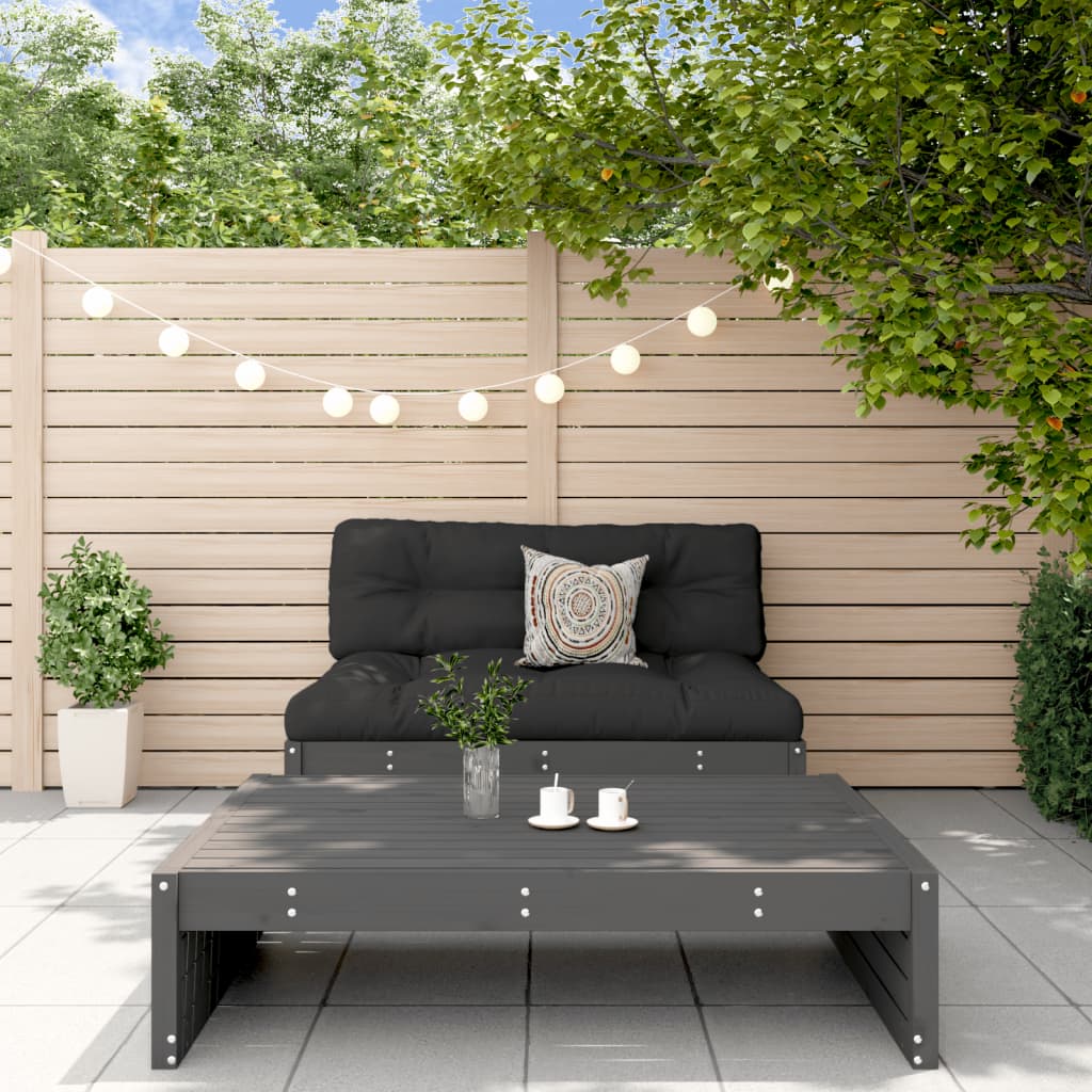 2 Piece Garden Lounge Set Grey Solid Wood Pine - The Home Maker