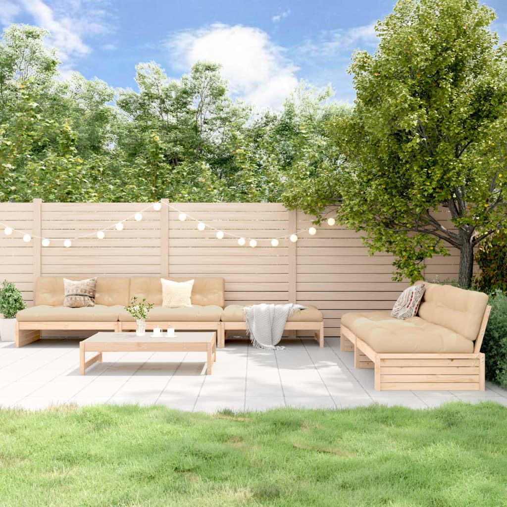 6 Piece Garden Lounge Set Solid Wood Pine - Merkel Designers