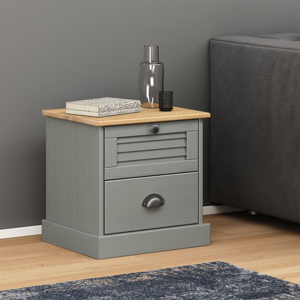 Bedside Table - KINGSTON Nightstand Grey 42cm - The Home Maker