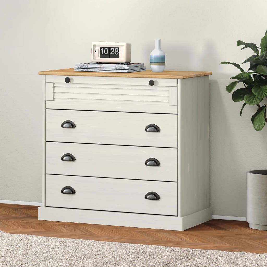 SIENNA White Chest of Drawers - Medium-sized, 4 Drawers - Direct Imports
