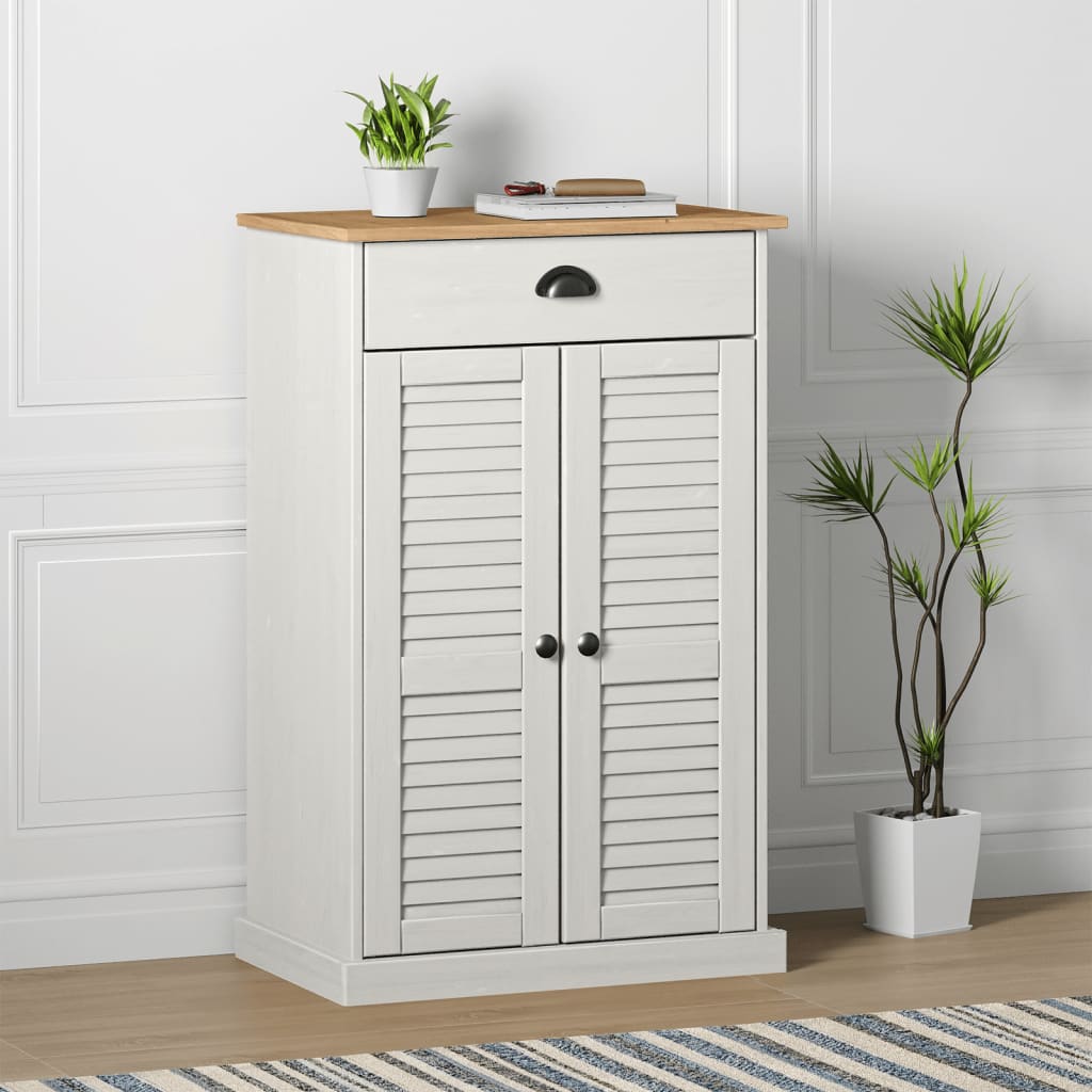 Shoe Cabinet VIGO White 60x35x96cm Solid Wood Pine - The Home Maker