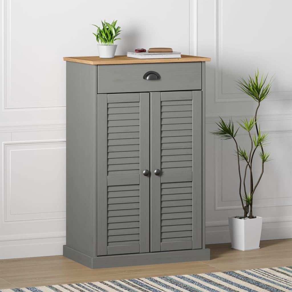 Shoe Cabinet VIGO Grey 60x35x96 cm Solid Wood Pine - All Things Good