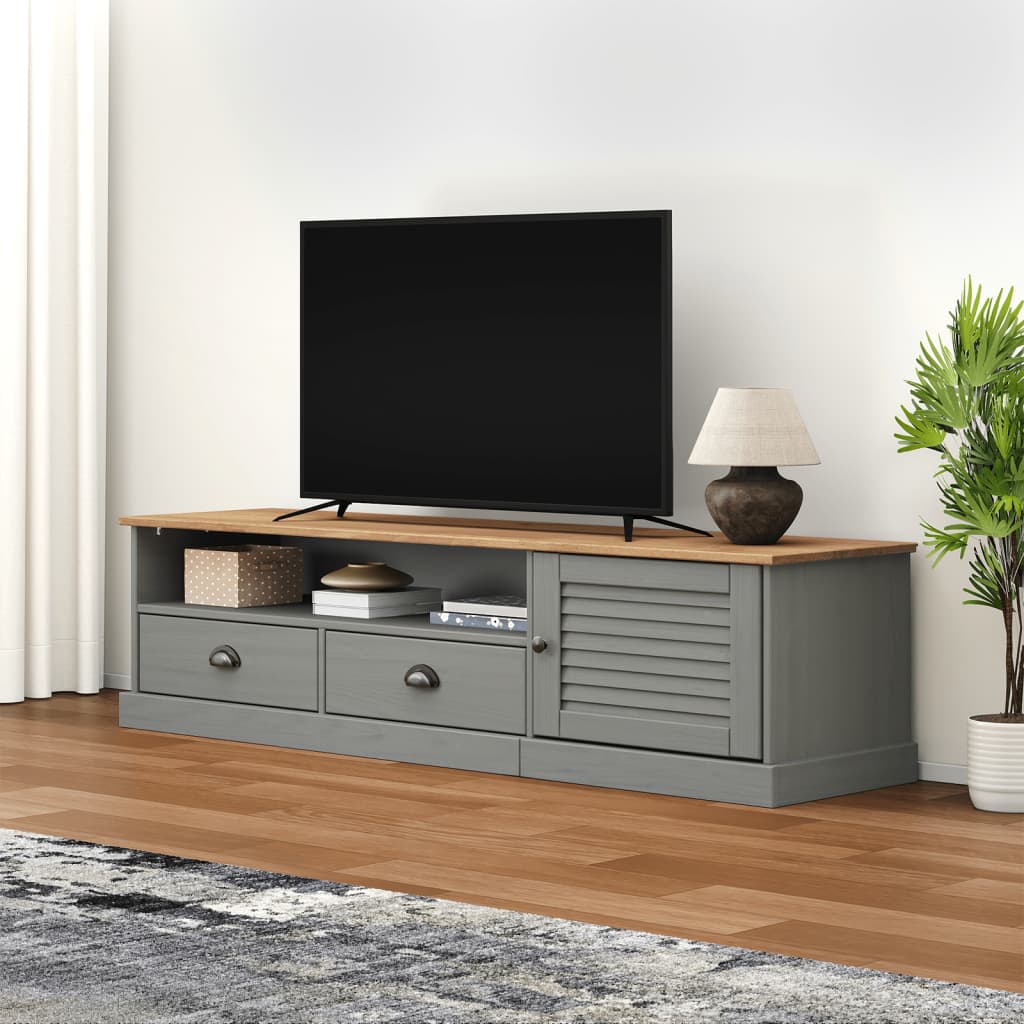 TV Cabinet VIGO Grey 156x40x40 cm Solid Wood Pine - Style and Chic