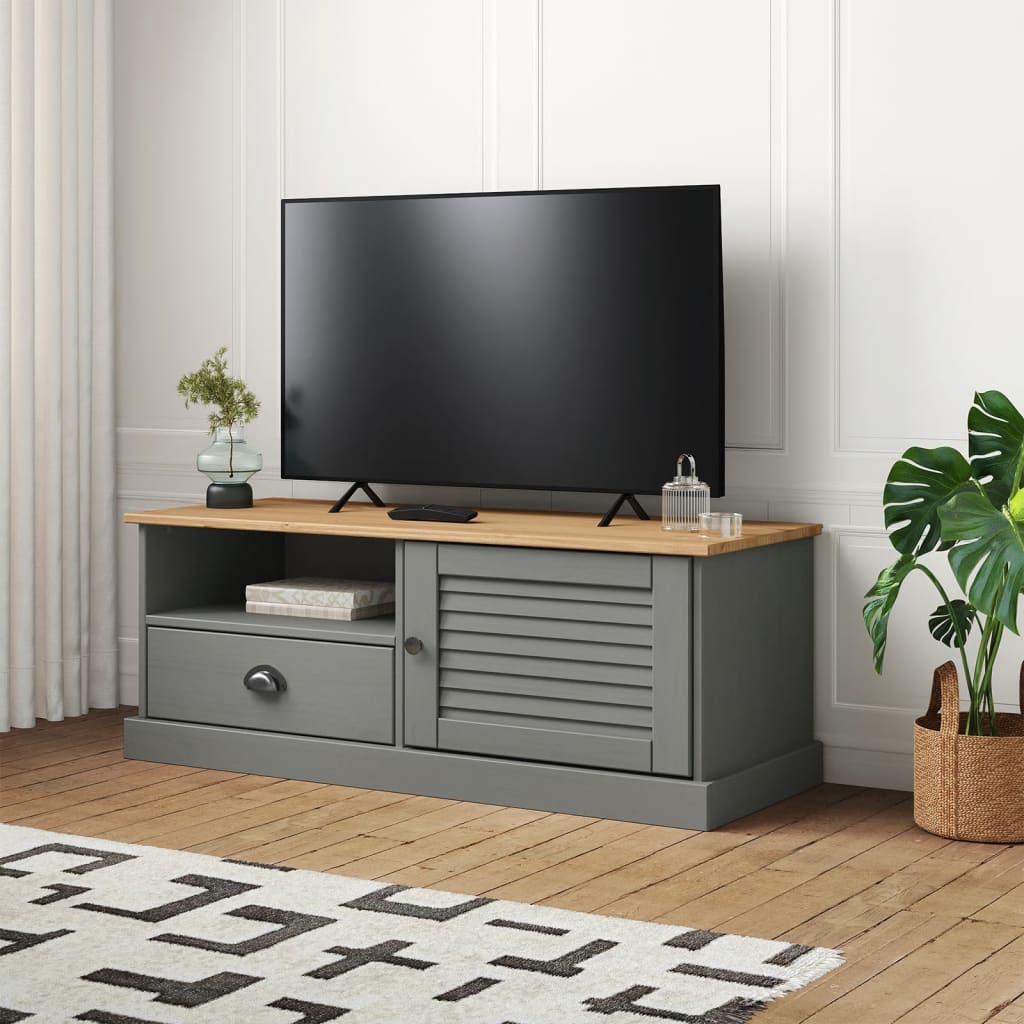 TV Cabinet VIGO Grey 106x40x40 cm Solid Wood Pine - Unbeatable Bargains