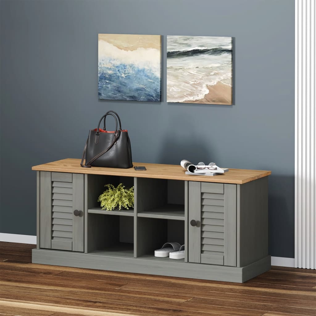 Shoe Bench VIGO Grey 106x35x40 cm Solid Wood Pine - All Things Good
