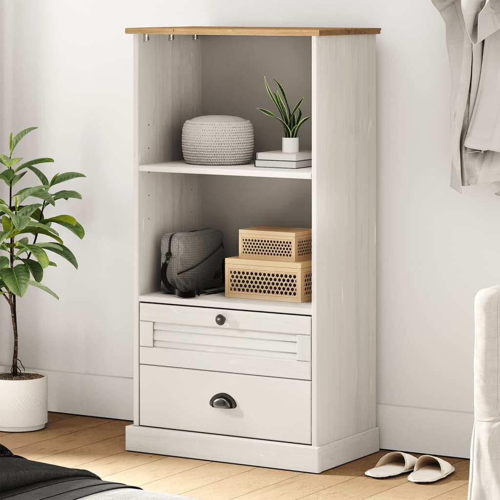 Bookcase VIGO White 60x35x114.5 cm Solid Wood Pine - Merlin Deals