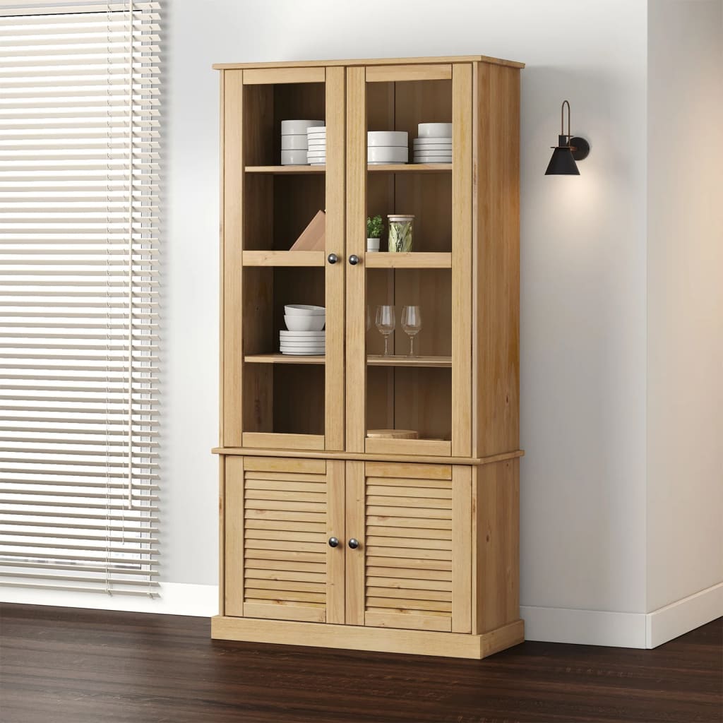 Glass Display Cabinet VIGO 85x35x170cm Solid Wood Pine - Decor Base