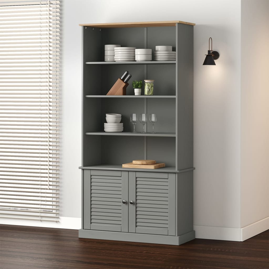 Bookcase VIGO Grey 85x35x170 cm Solid Wood Pine - Merkel Designers