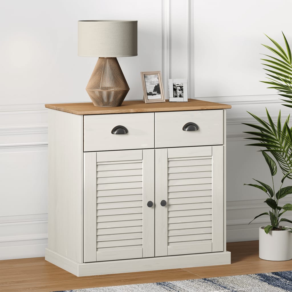 Sideboard with Drawers VIGO 78x40x75 cm White Solid Wood Pine - Decor Base
