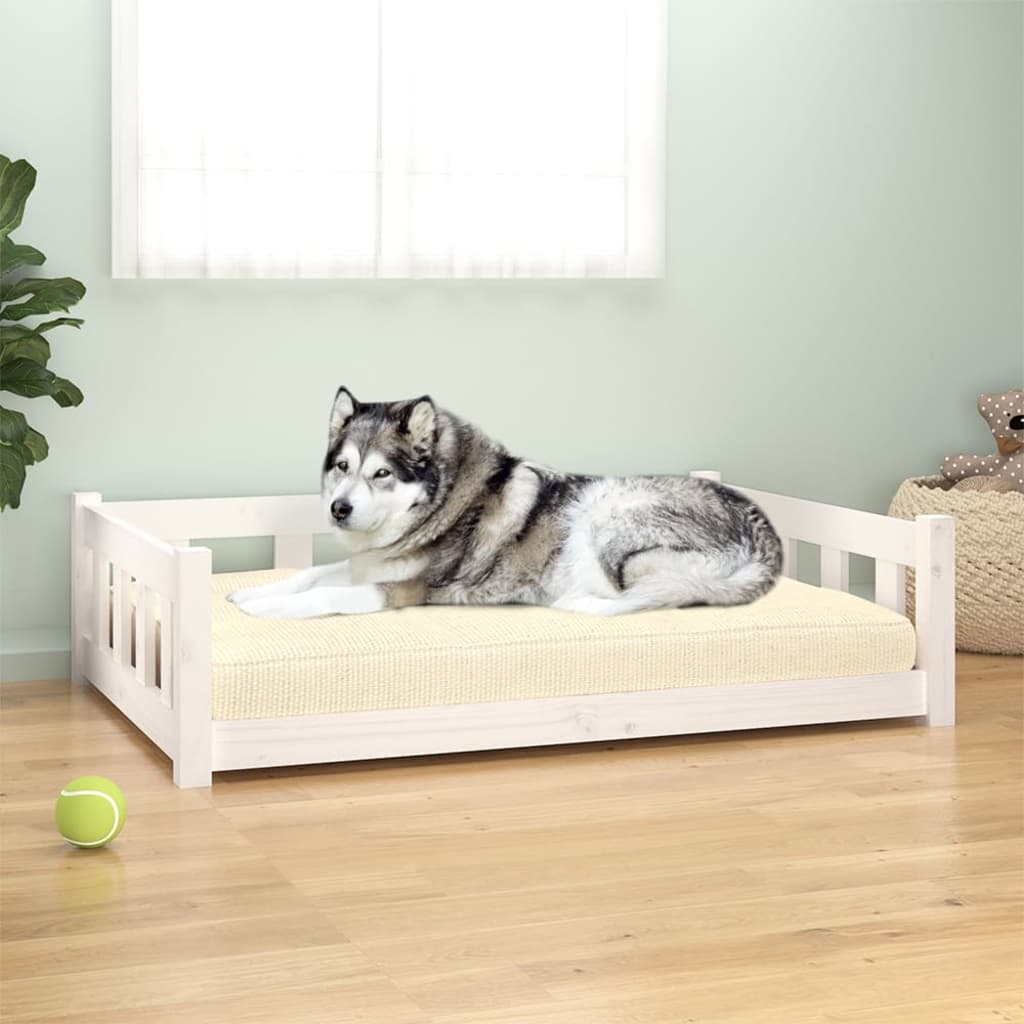 Dog Bed White 105.5x75.5x28 cm Solid Wood Pine - Tyrell & Tyrell