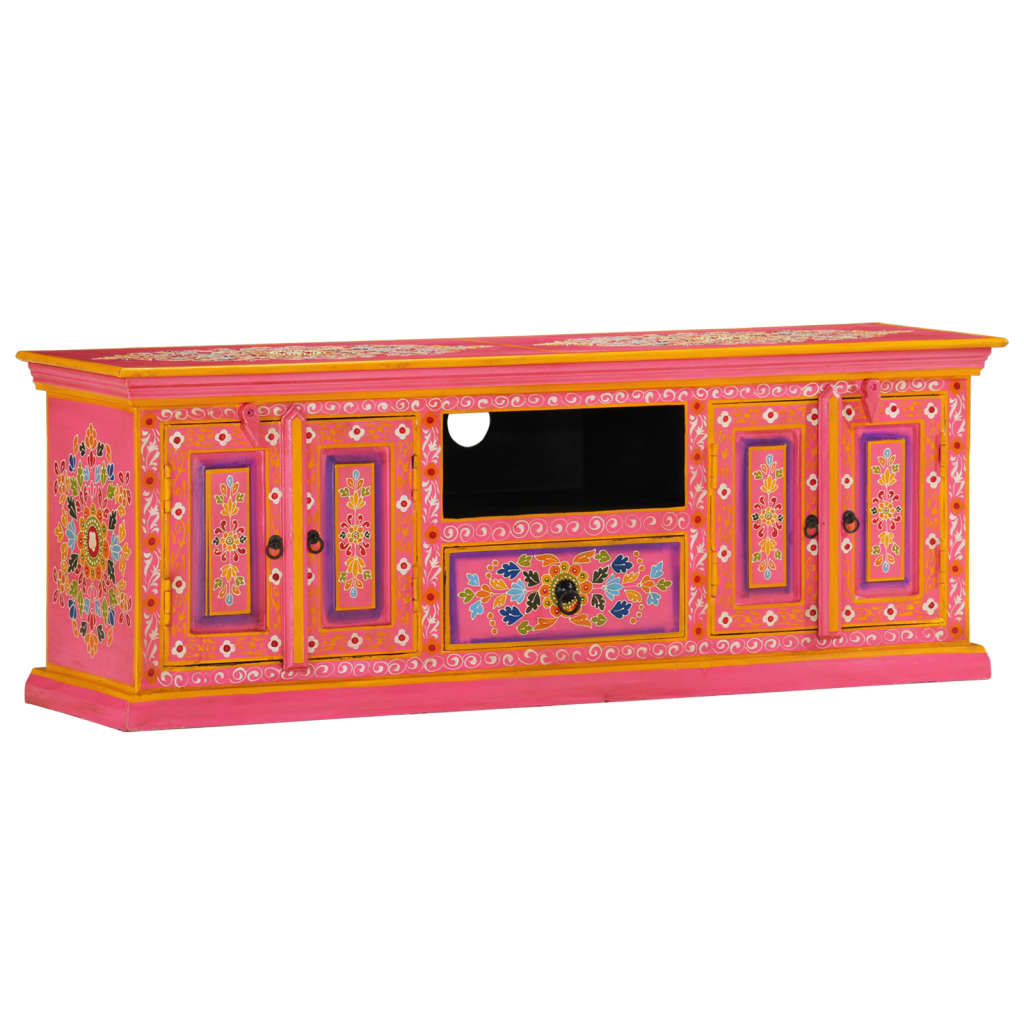 TV Cabinet Pink 110x30x40 cm Solid Wood Mango - Merlin Deals