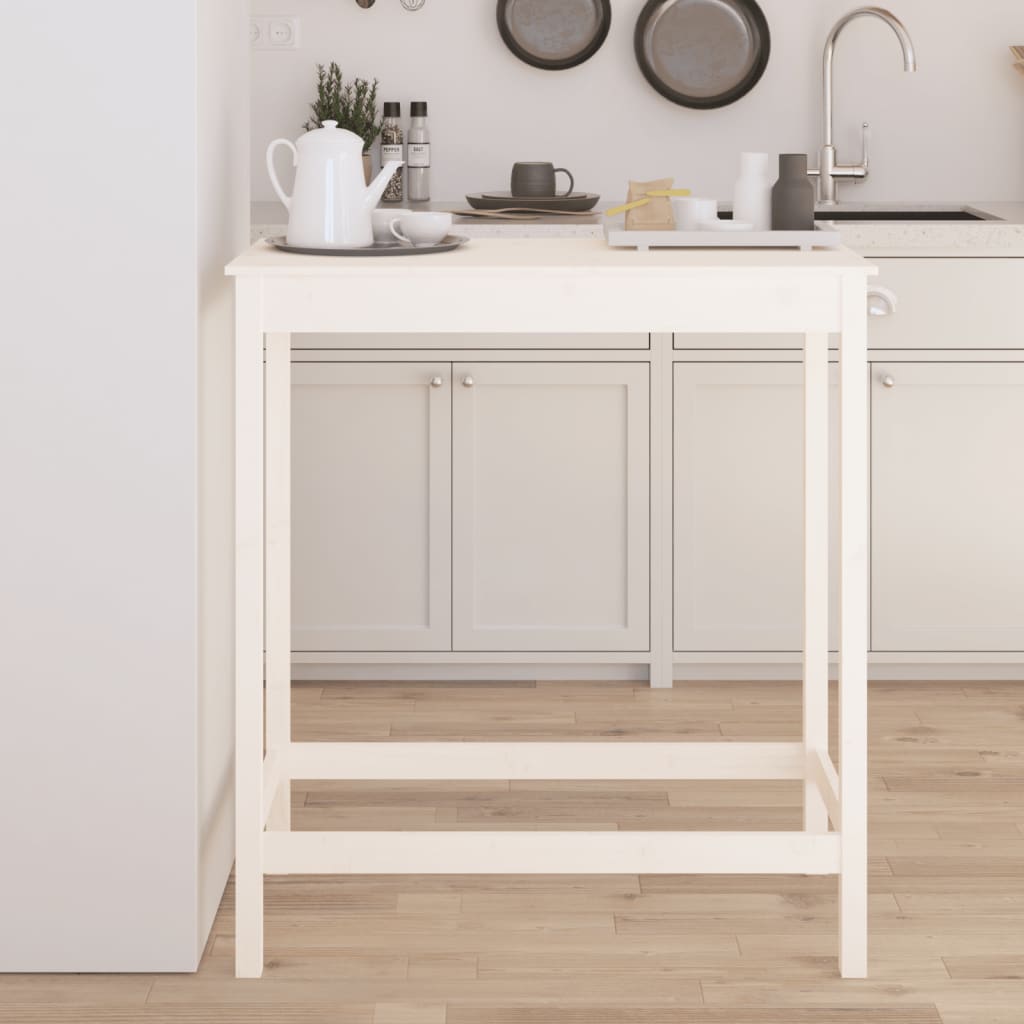 Bar Table White 100x50x110 cm Solid Wood Pine - The Home Maker
