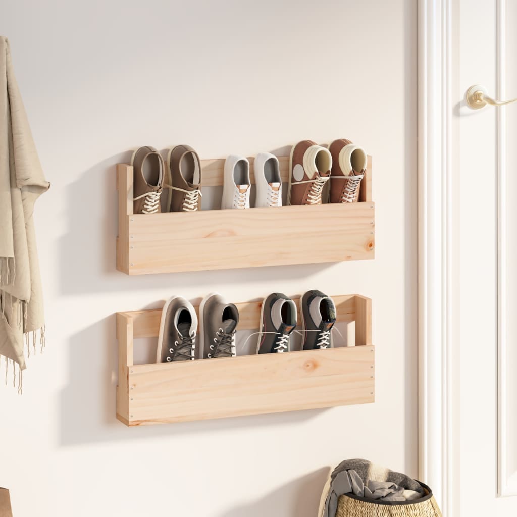 Wall-mounted Shoe Racks 2 pcs 59x9x23 cm Solid Wood Pine - Merlin Deals