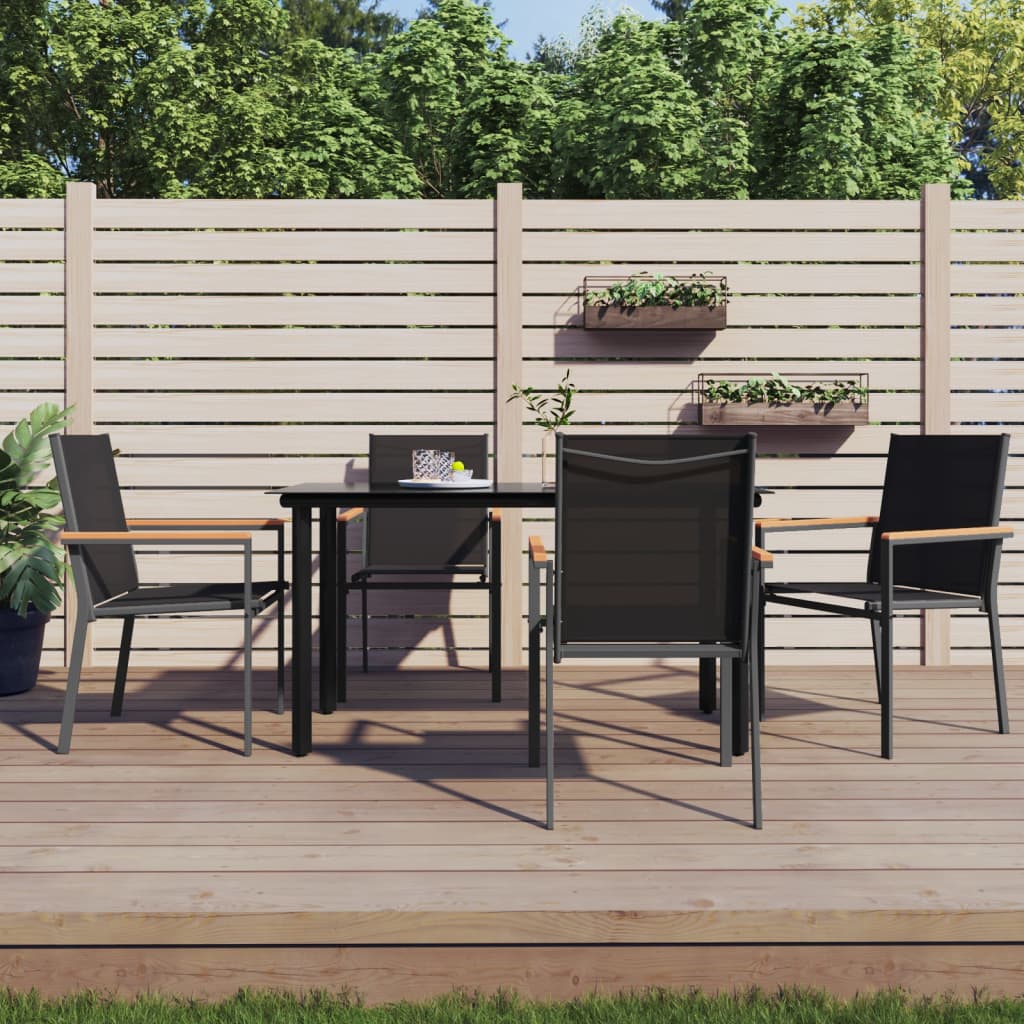 Garden Chairs 4 pcs Black 55x61.5x90 cm Textilene and Steel - Merkel Designers