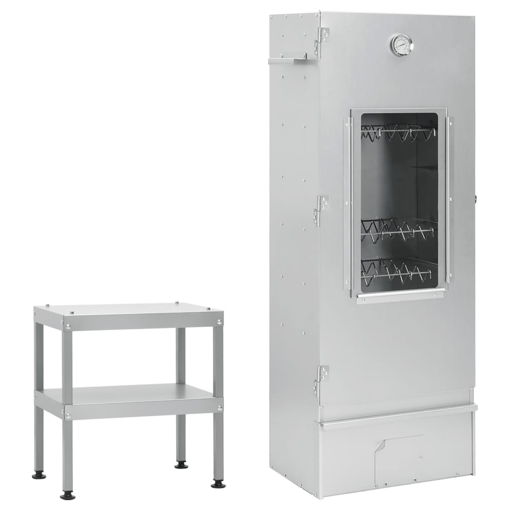 BBQ Oven Smoker with Table Galvanised Steel - Unbeatable Bargains