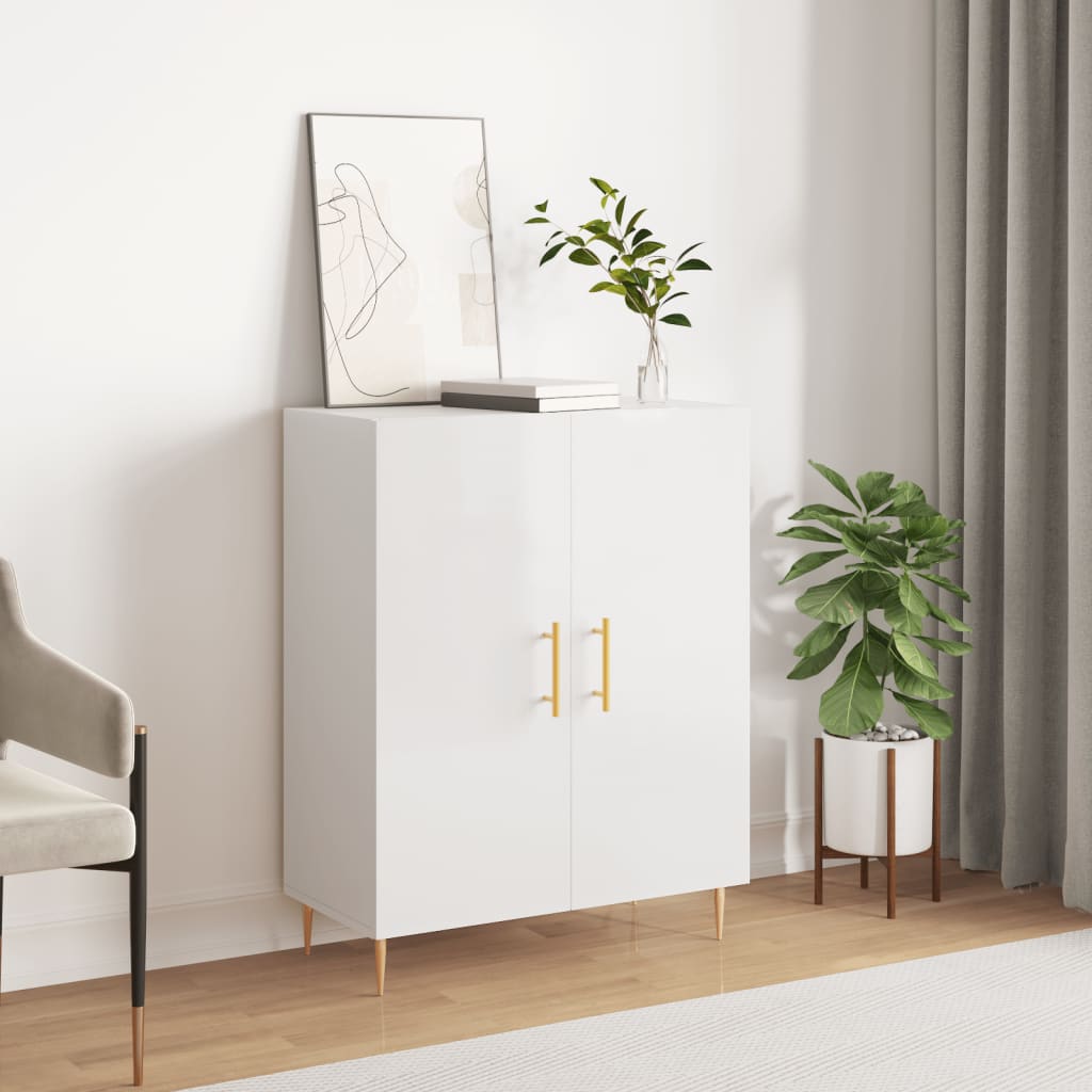 Sideboard High Gloss White 69.5x34x90 cm Engineered Wood - Merlin Deals