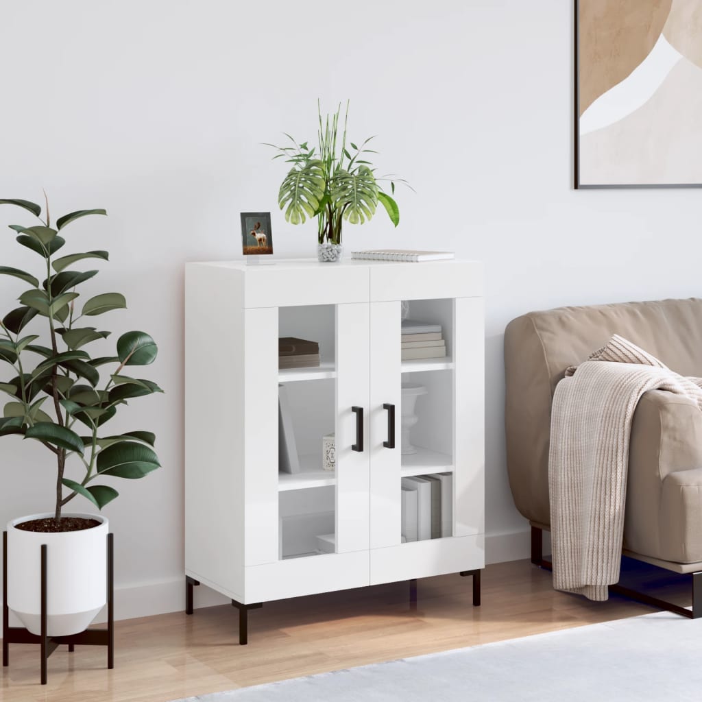 Sideboard High Gloss White 69.5x34x90 cm Engineered Wood - Unbeatable Bargains