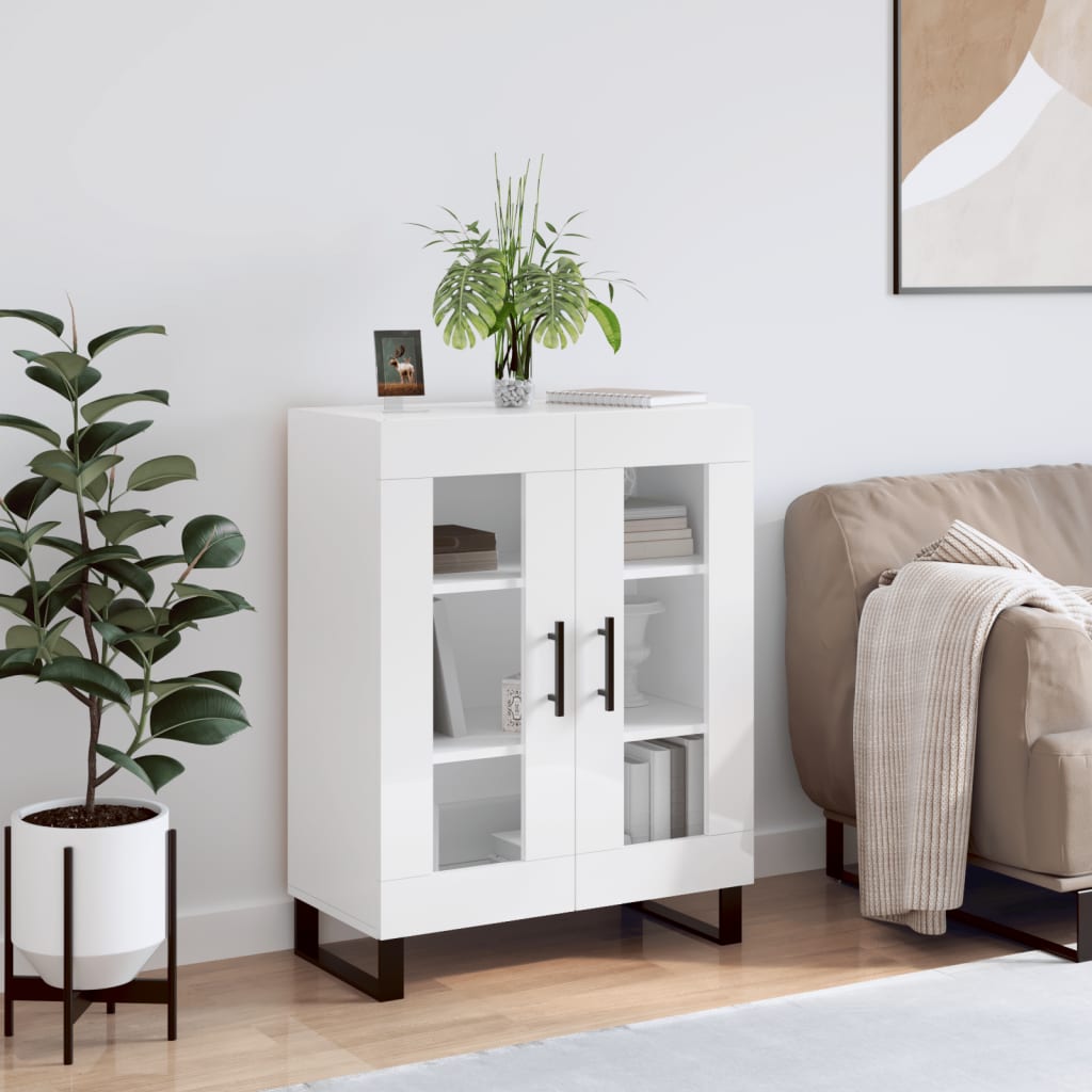 Sideboard High Gloss White 69.5x34x90 cm Engineered Wood - Unbeatable Bargains