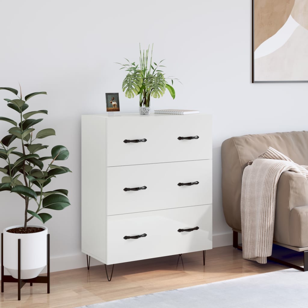 Sideboard High Gloss White 69.5x34x90 cm Engineered Wood - Sid & Sam
