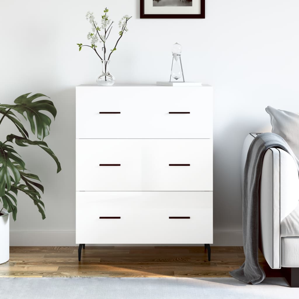 Sideboard High Gloss White 69.5x34x90 cm Engineered Wood - Millennium Furniture