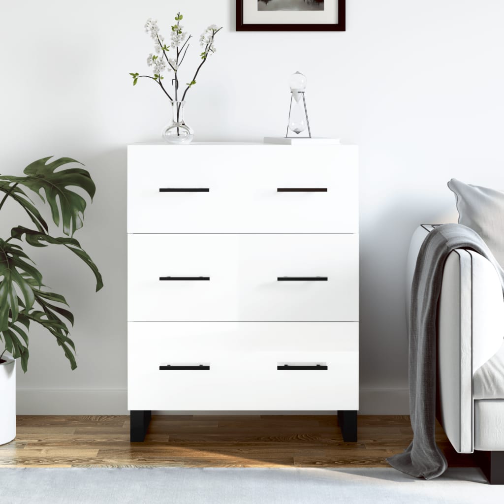 Sideboard High Gloss White 69.5x34x90 cm Engineered Wood - Sid & Sam