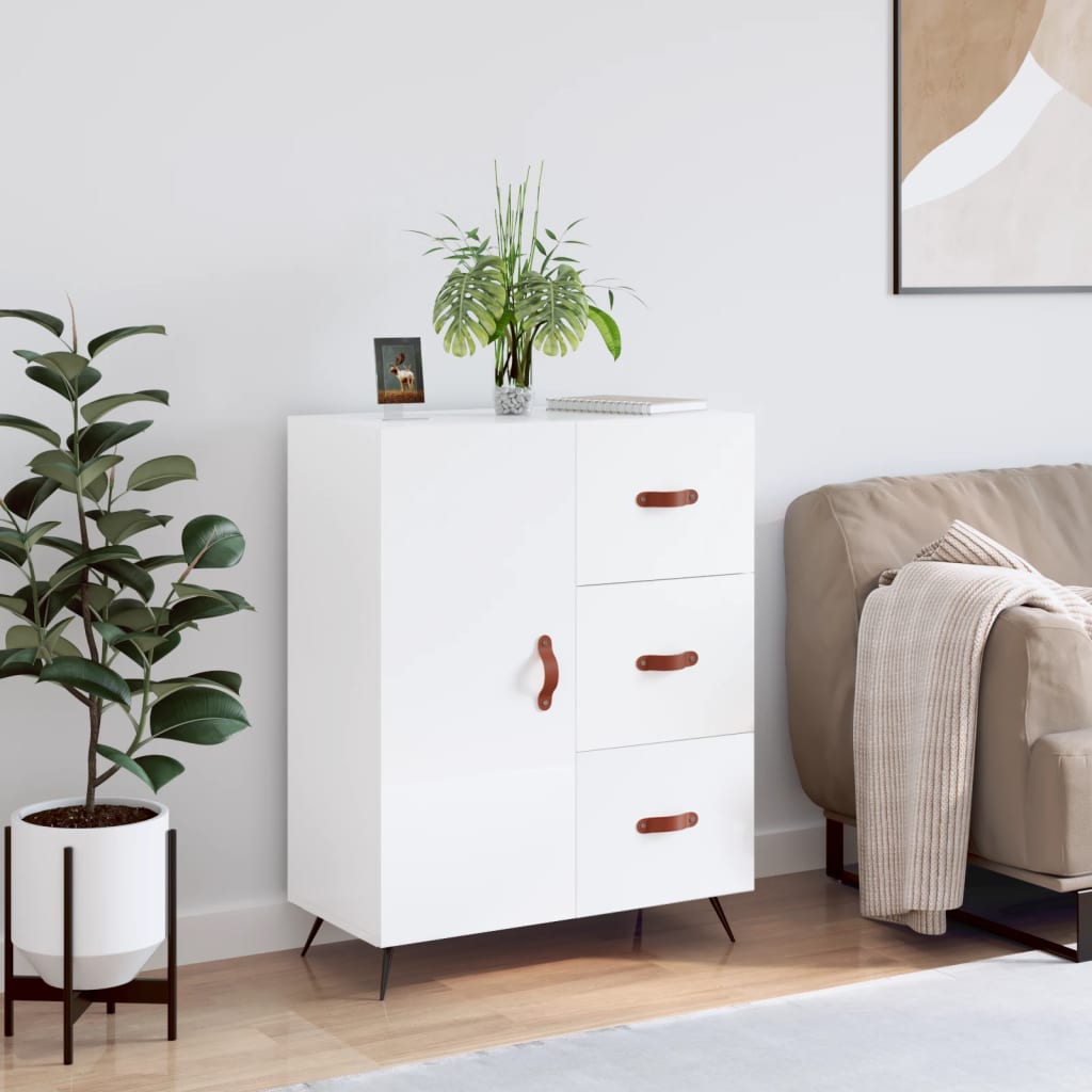 Sideboard High Gloss White 69.5x34x90 cm Engineered Wood - Sid & Sam