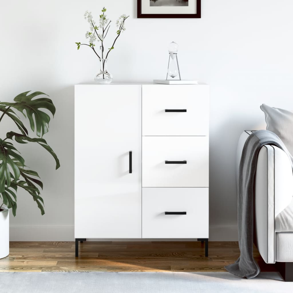 Sideboard High Gloss White 69.5x34x90 cm Engineered Wood - Sid & Sam