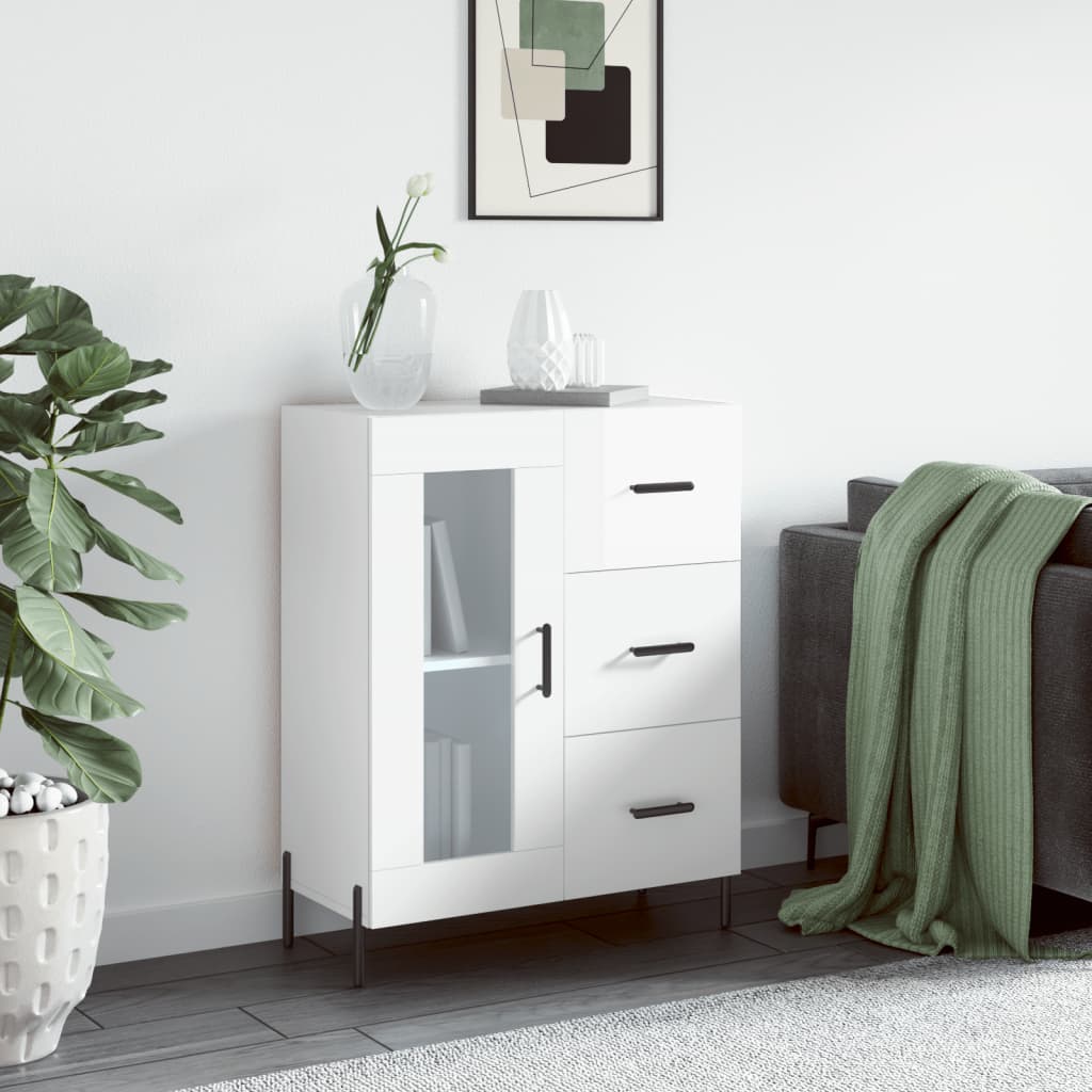 Sideboard High Gloss White 69.5x34x90 cm Engineered Wood - Tyrell & Tyrell