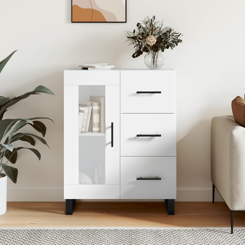 Sideboard High Gloss White 69.5x34x90 cm Engineered Wood - Sid & Sam