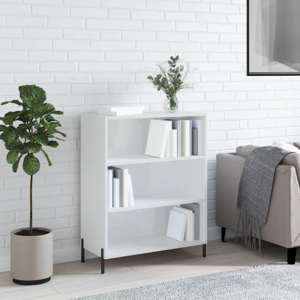 Shelf Cabinet High Gloss White 69.5x32.5x90 cm Engineered Wood - Sid & Sam