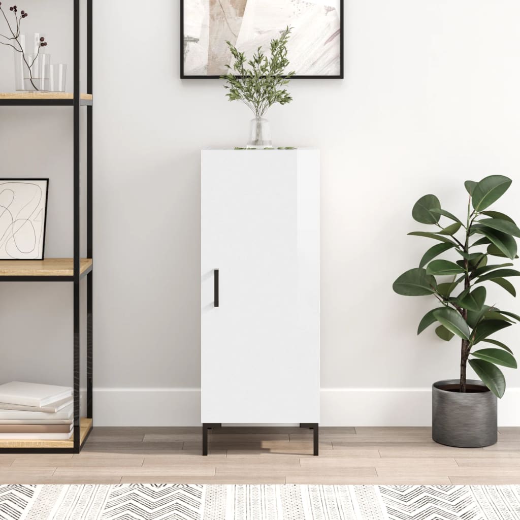 Sideboard High Gloss White 34.5x34x90 cm Engineered Wood - Sid & Sam