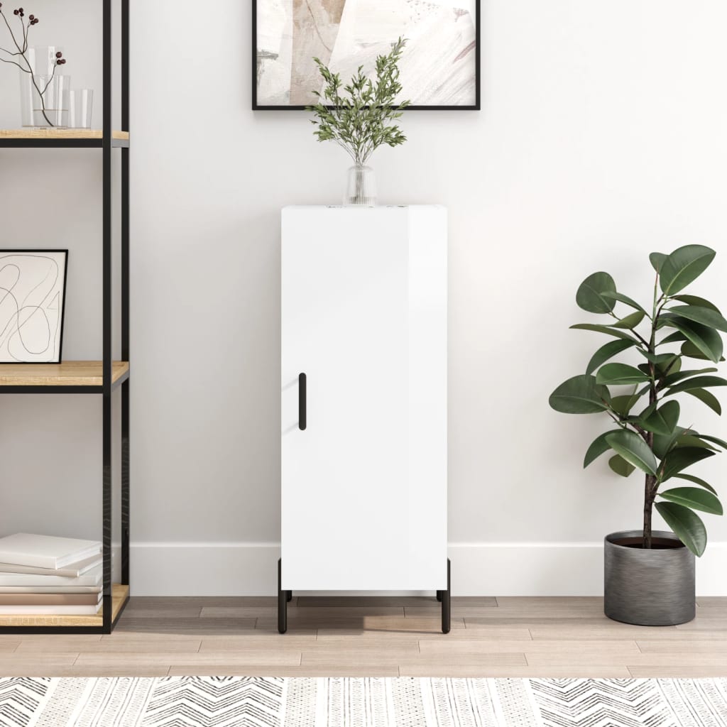 Sideboard High Gloss White 34.5x34x90 cm Engineered Wood - Unbeatable Bargains