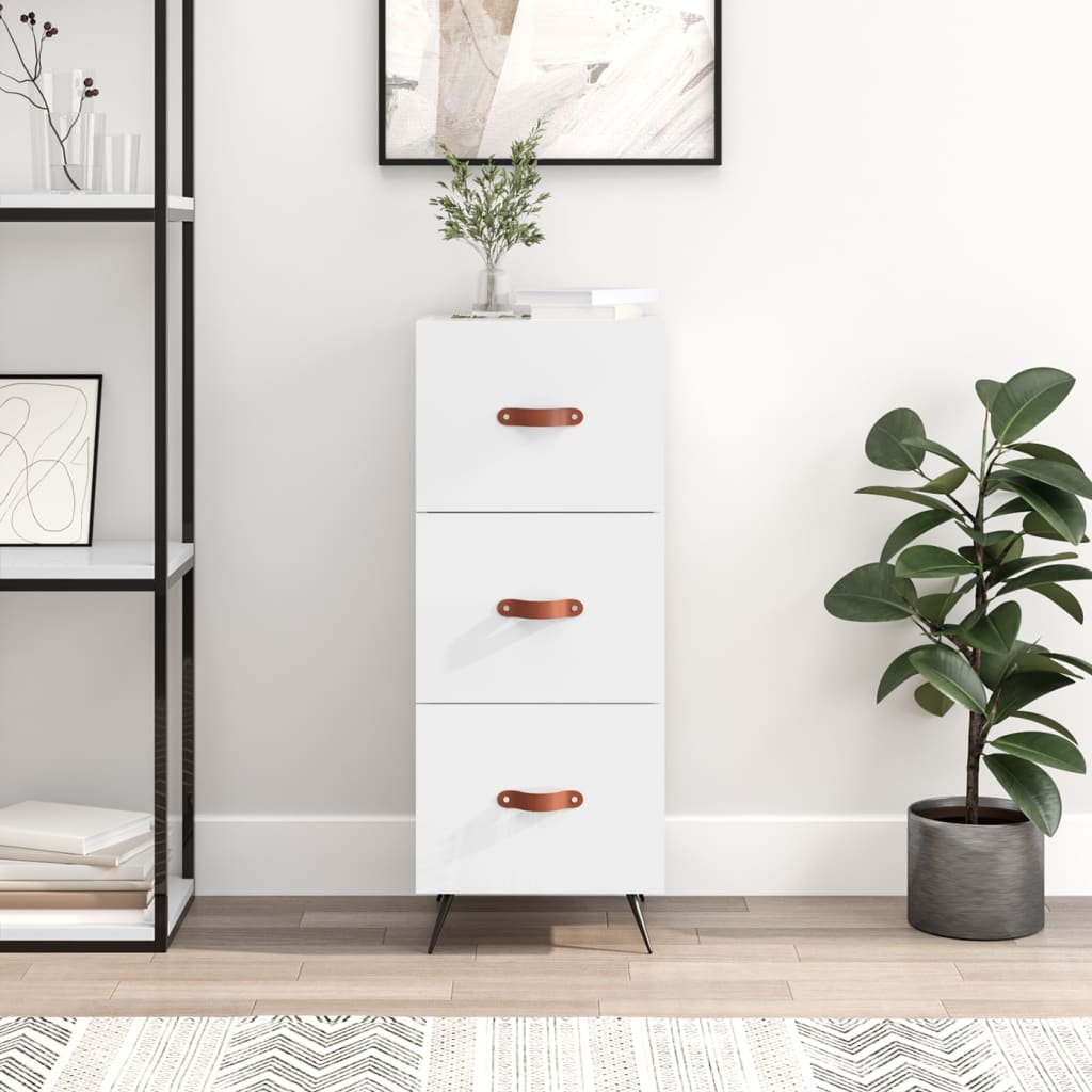Sideboard High Gloss White 34.5x34x90 cm Engineered Wood - Millennium Furniture