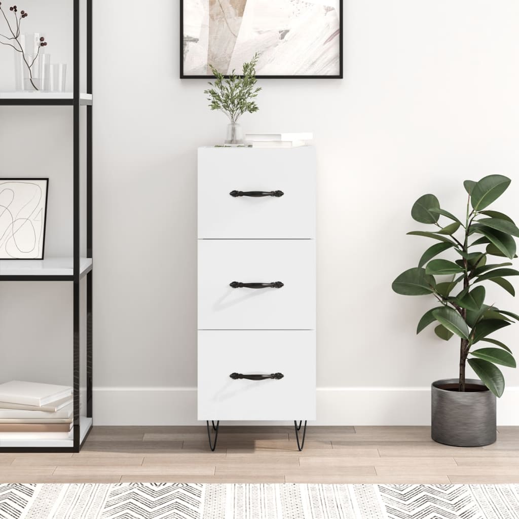Sideboard High Gloss White 34.5x34x90 cm Engineered Wood - Tyrell & Tyrell