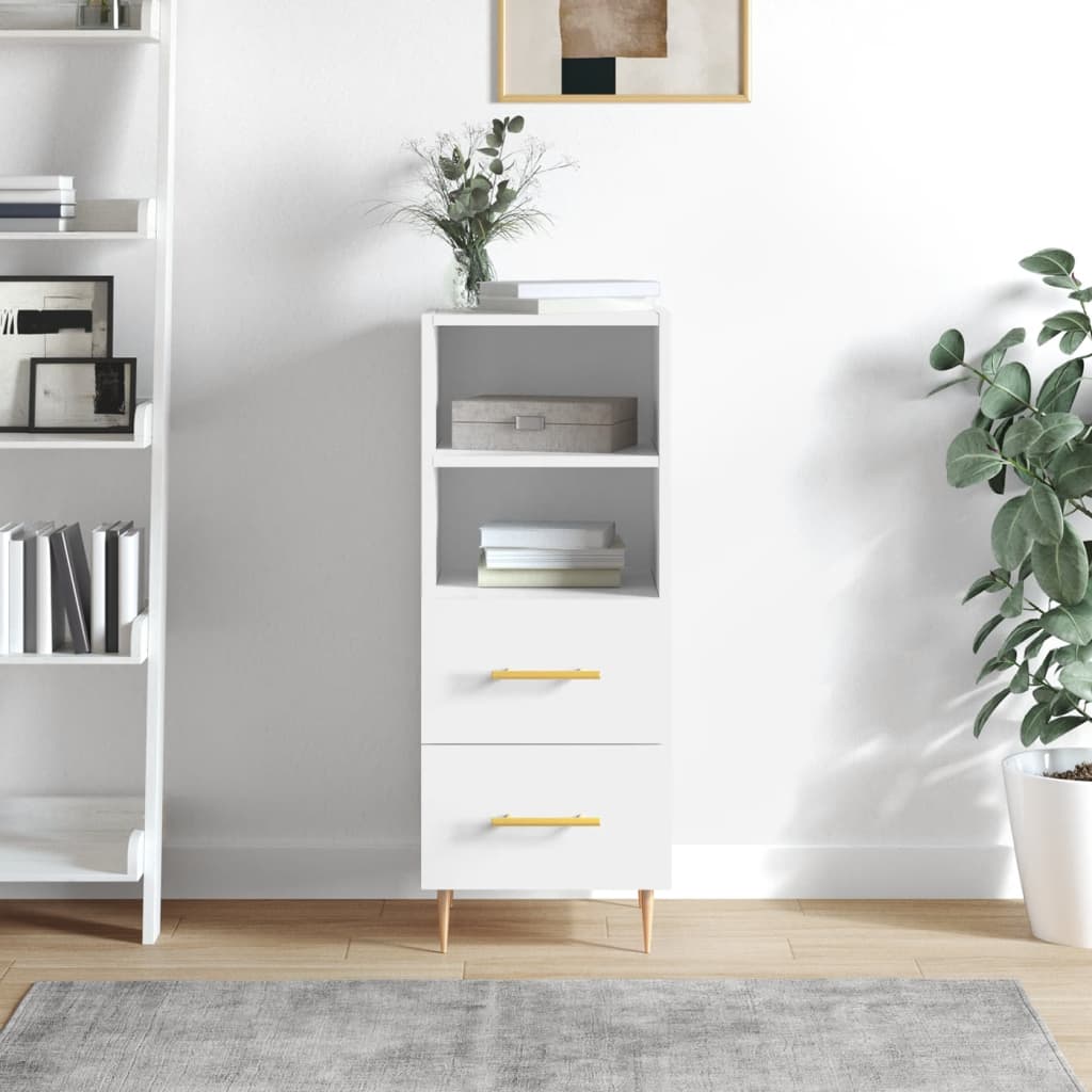 Sideboard High Gloss White 34.5x34x90 cm Engineered Wood - Sid & Sam