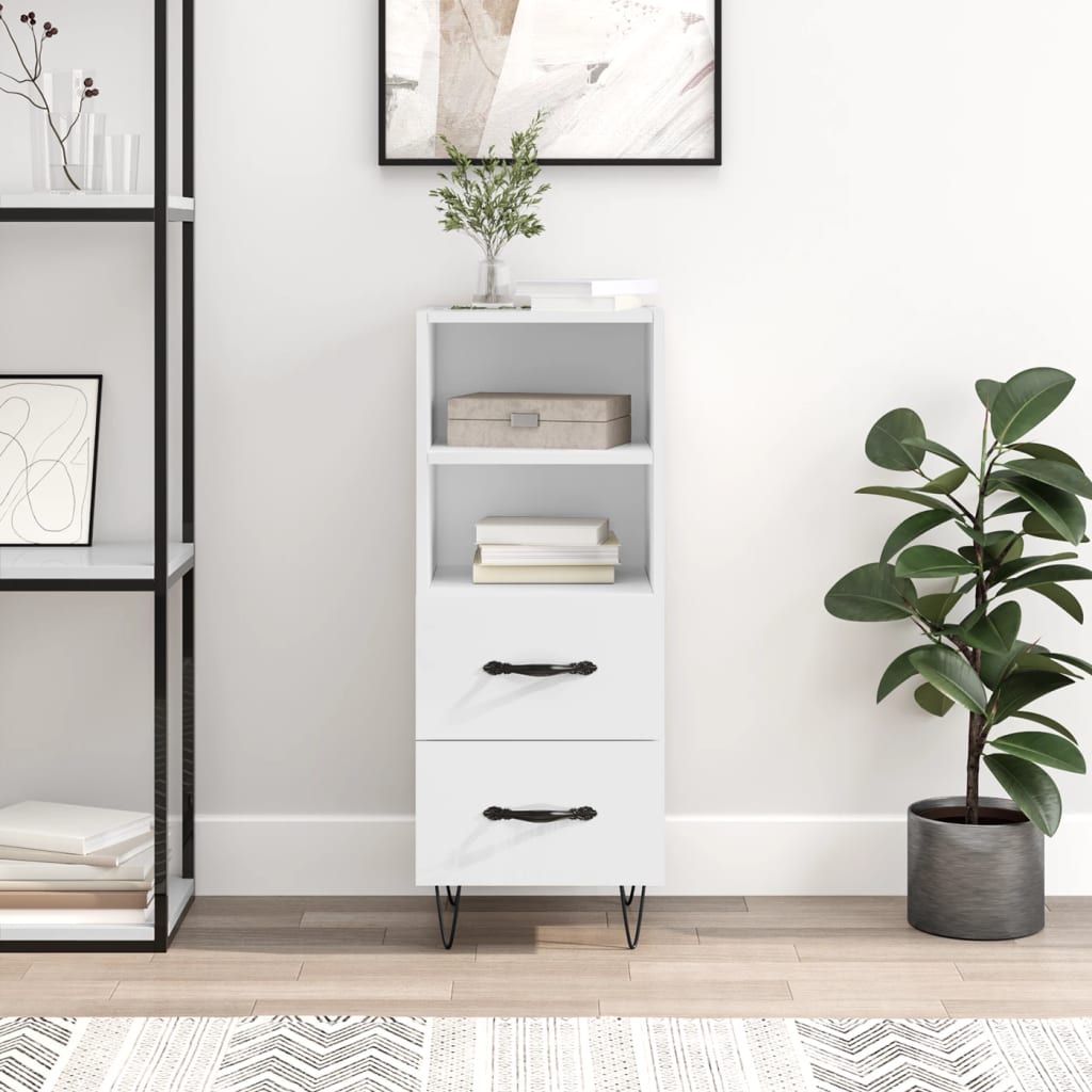 Sideboard High Gloss White 34.5x34x90 cm Engineered Wood - Tyrell & Tyrell