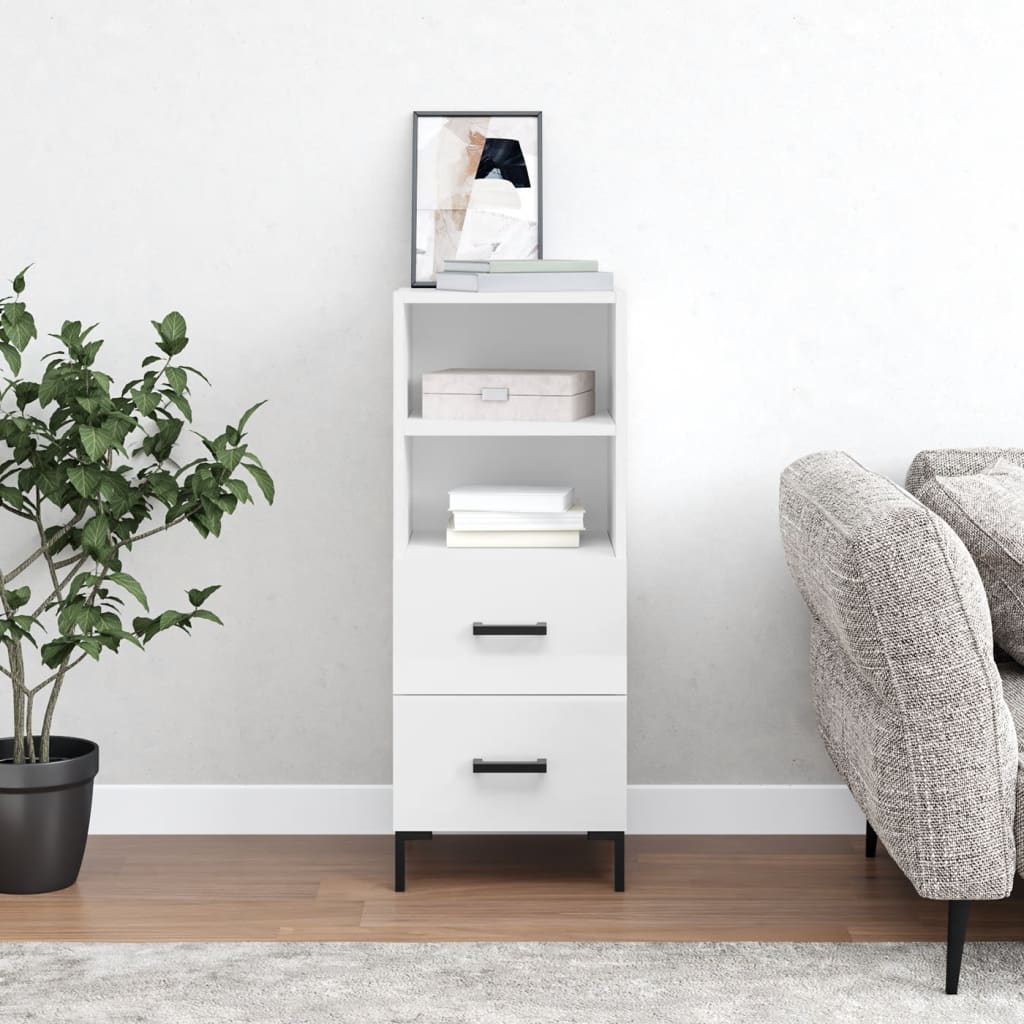 Sideboard High Gloss White 34.5x34x90 cm Engineered Wood - Millennium Furniture